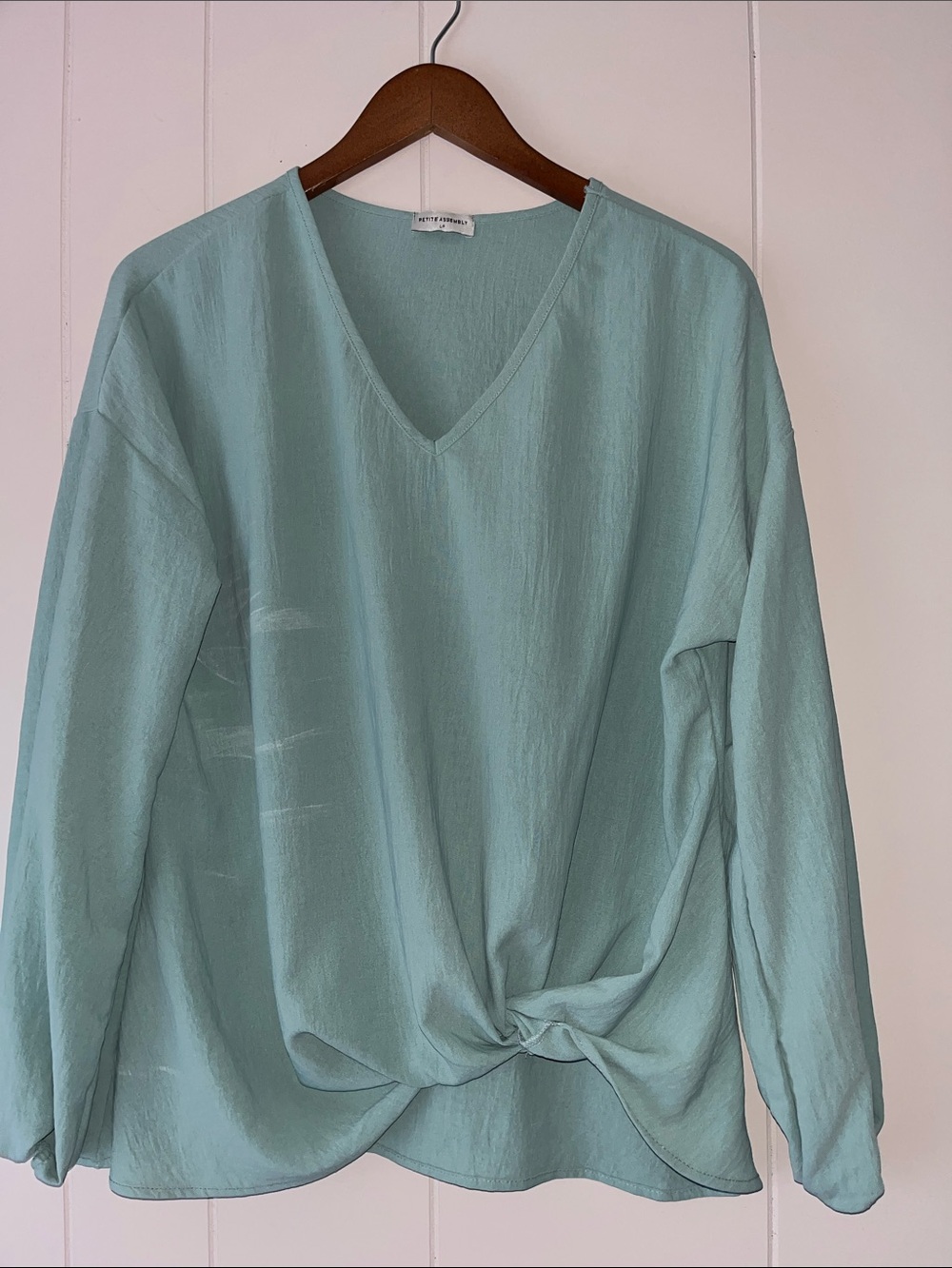 Light Teal V-Neck Twist-Front Women's Top